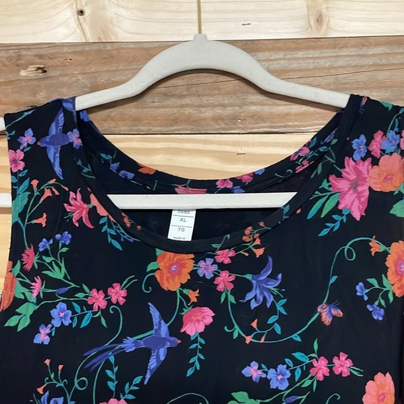 Old Navy size XL Black Floral Sleeveless Soft Stretchy Lightweight Tank Top - Picture 3 of 6